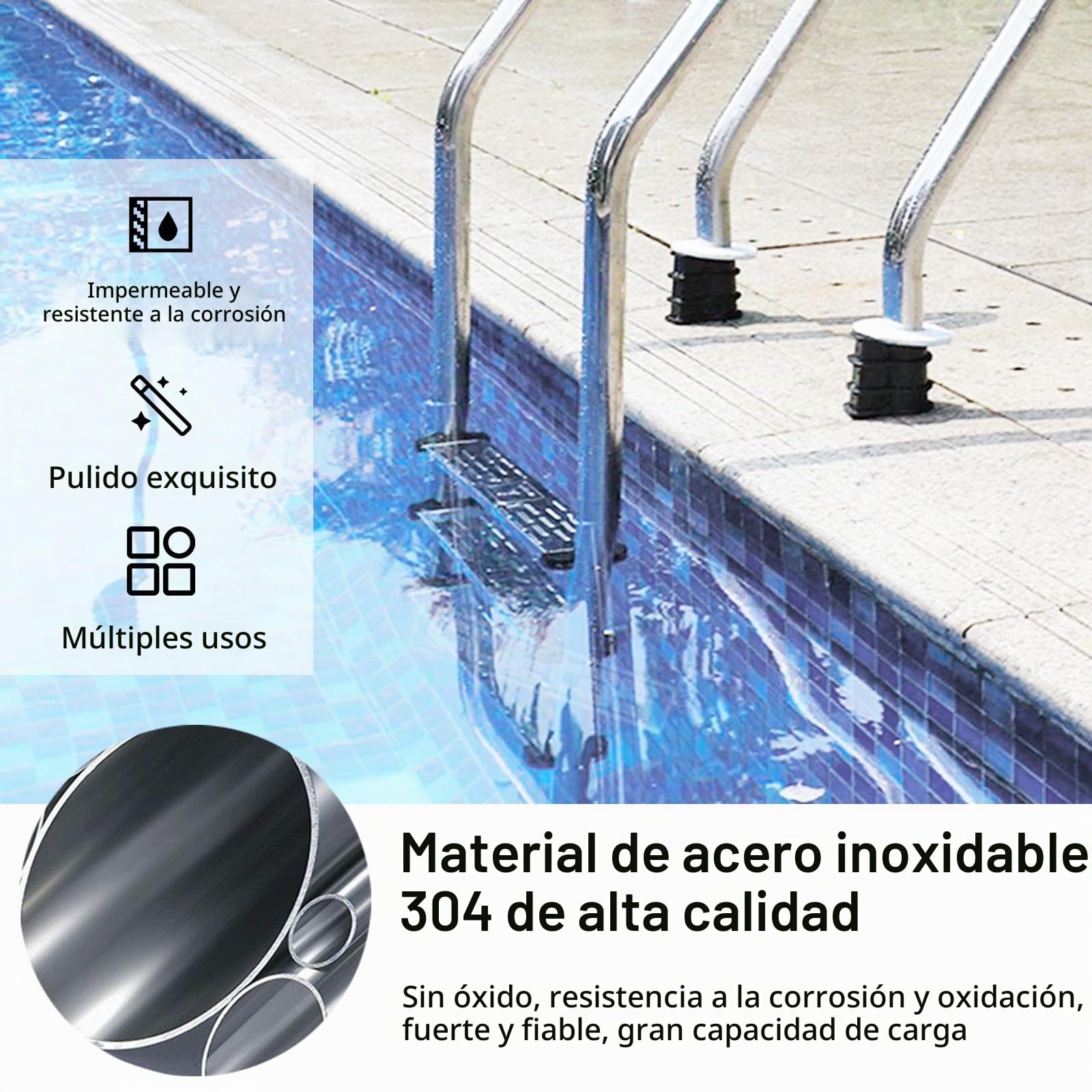 Peldaños para Escalera Piscina, 3 Piezas Peldaño Piscina Antideslizante Escalera Repuesto Acero Inoxidable General Escalera Piscina Accesorios Antideslizantes Piezas Escalera Piscina Pedal Escalera
