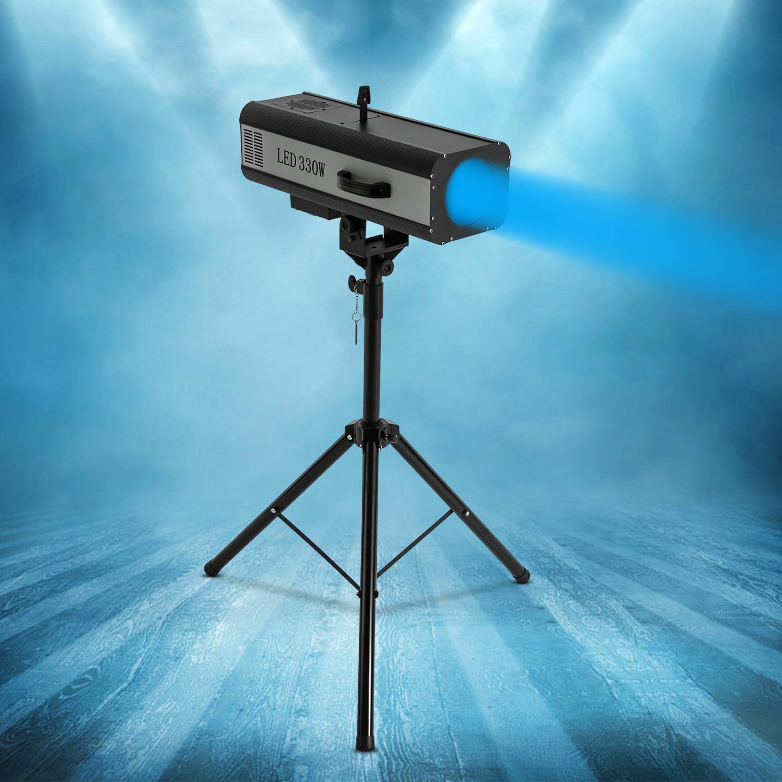 LED Verfolgerscheinwerfer Bühnenlicht Punktstrahler mit Ständer, 6 Farben Verstellbare Blendengröße Bühnenscheinwerfer Präzisionsverfolgung für Theater und Veranstaltungen 380W