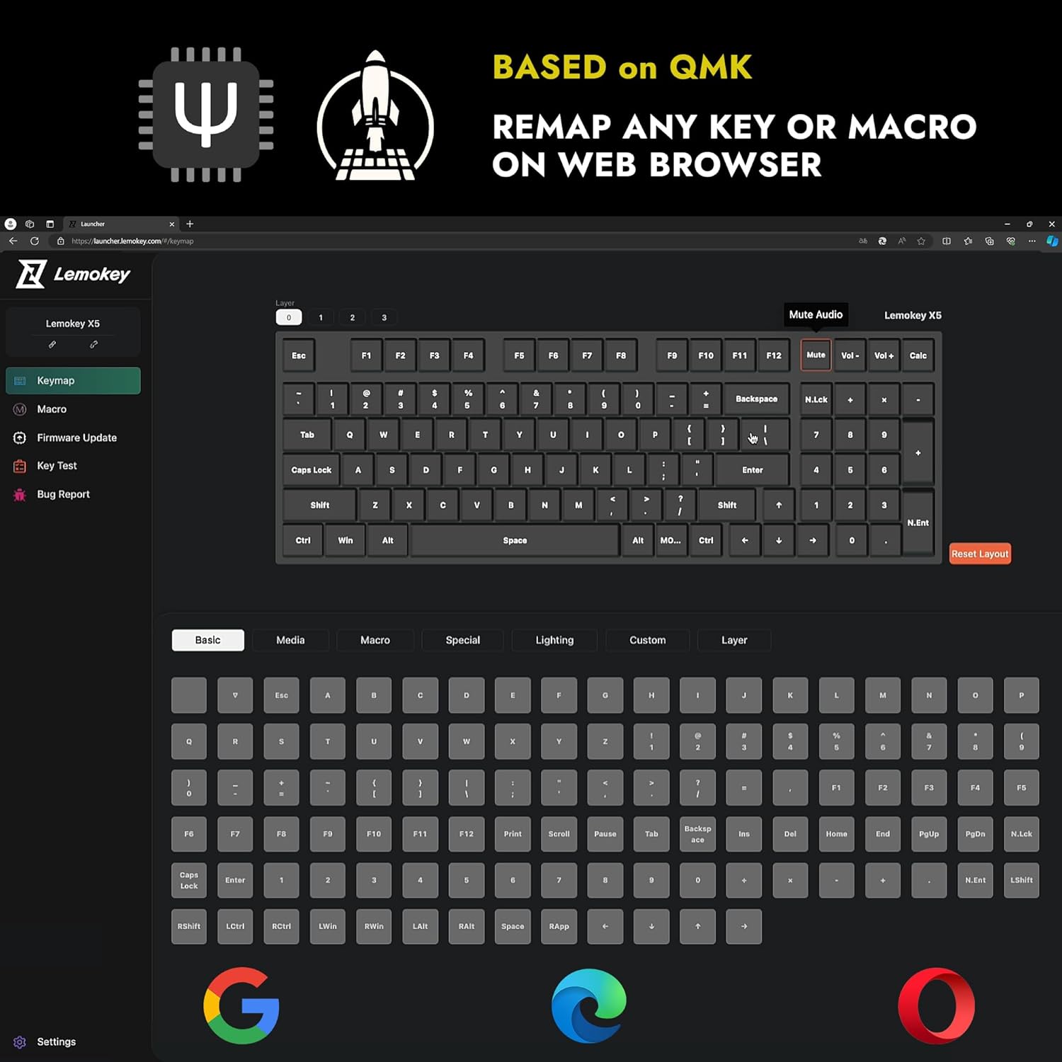 LEMOKEY X5 Wired Gaming LED Backlight QMK/Launcher Mechanical Keyboard for Windows/Linux, Customize keymaps, Double-Shot keycaps, Keychron Mechanical Brown Switch, Perfect for Both Gaming and Work