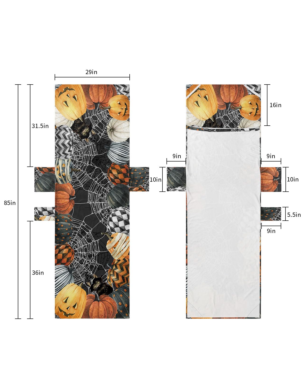 Halloween Beach Lounge Chair Towel Cover, Soft Chaise Lounge Towel with Side Pockets Patio Pool Chairs Cover for Beach/Pool Sunbathing 29x85 Horror Black and White Net Pumpkins Gray