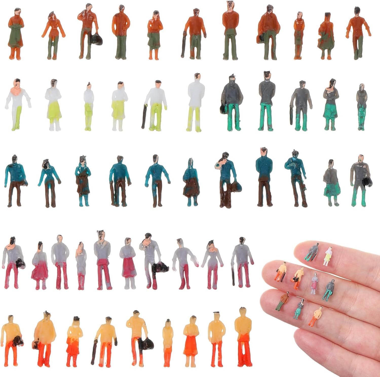 110 PCS Miniature Human Figures, 1:150 Scale People Models, for Model Railroad Hobbyists and Miniature Scene Enthusiasts, Train Layout Decoration and Diorama Scene Building-image-40