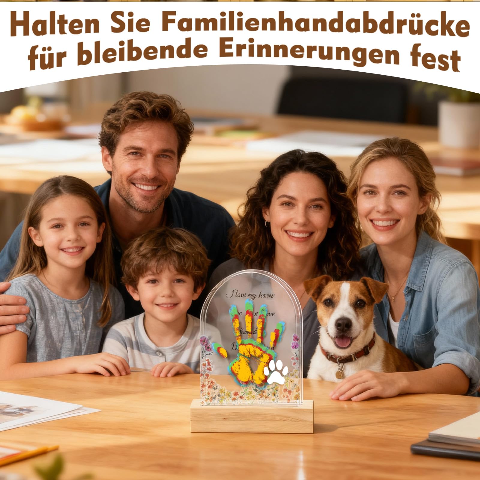 Fayavoo Handabdruck Set Familie mit 5 Acrylplatten, Baby Handabdruck und Fußabdruck Set, DIY Personalisiertes Andenken-Geschenk für Mama, Papa, Baby & die ganze Familie