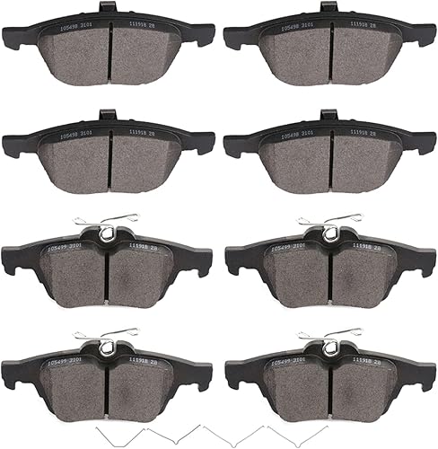 SCITOO D1563 D1564 Kit de pastillas de freno semimetálicas delanteras y traseras de repuesto para Ford para Escape 2013-2016