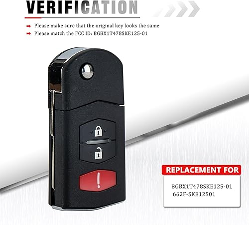 Miniatura 3 de BestKeys Reemplazo remoto para llavero compatible con Mazda CX-7 2007-2012 2011-2015 Mazda 2 2006-2015 Mazda 5 2007-2015 Mazda CX-9