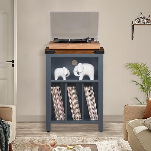 Miniatura 7 de Soporte para tocadiscos con almacenamiento de discos de vinilo con capacidad para hasta 160 álbumes, estante grande para tocadiscos de madera,