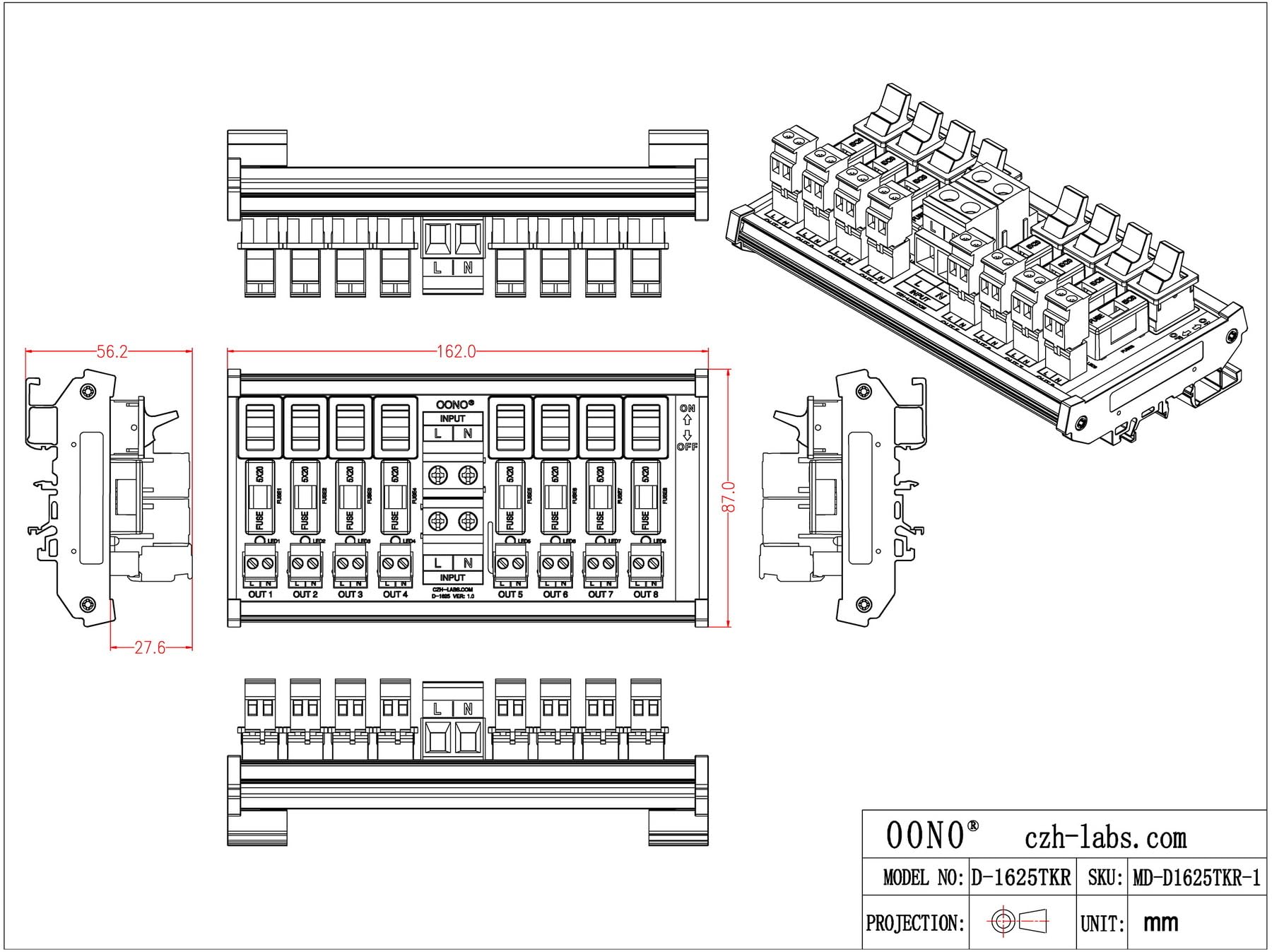 Snapklik.com : AC Power Distribution Module, Rocker Switch, Fused ...