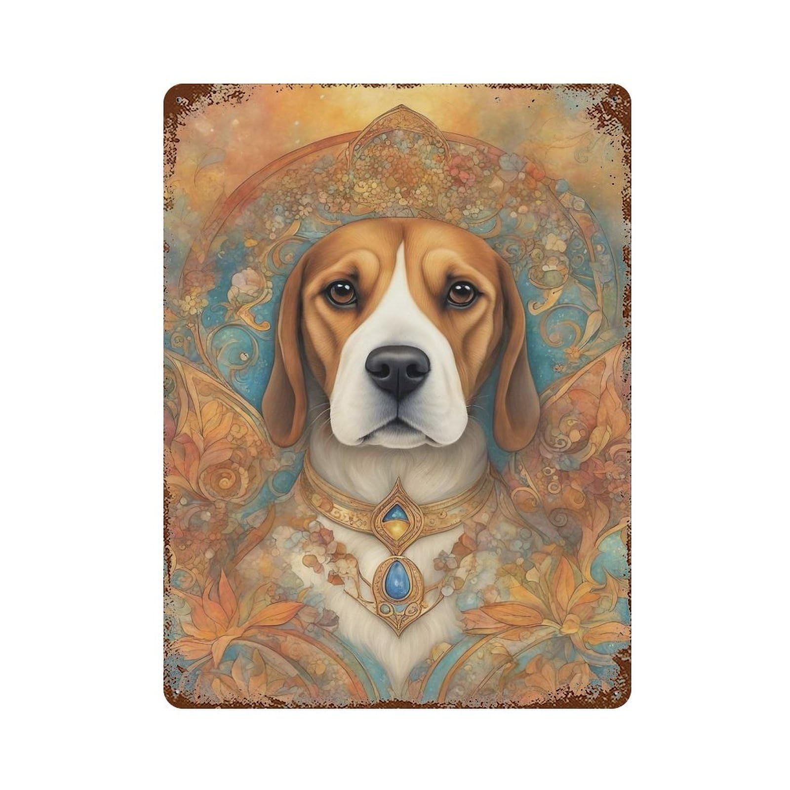 Dog000100 Rust Effect Tin Sign 15.7"x11.8", Industrial Home Decor for Bistro, Counter And Cafe Decor