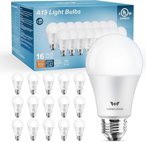 Miniatura 12 de Bombilla LED A19, bombillas E26 de 9 W (equivalente a 60 vatios), blanco frío de 5000 K, base estándar de 800 lm para cocina, sala de estar, Luz