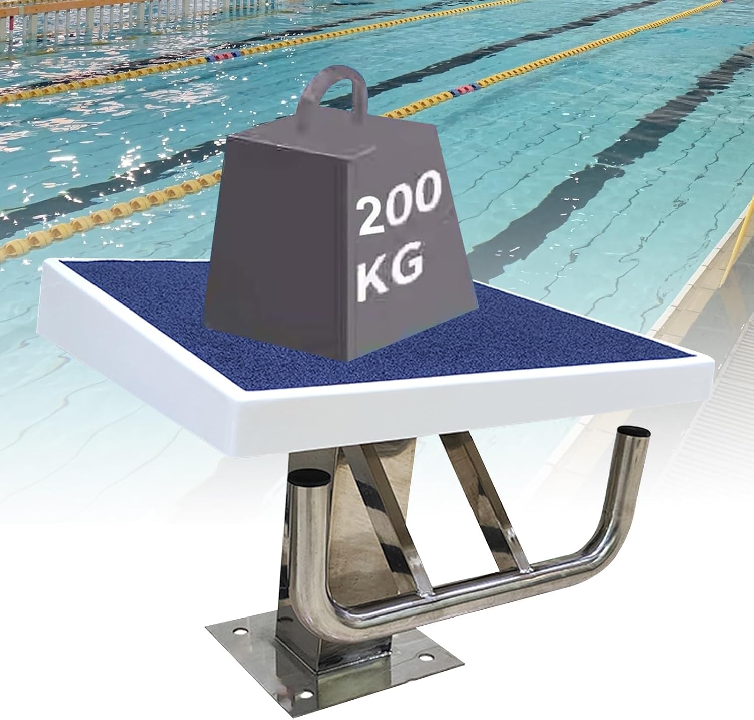 Stainless Steel Diving Platform for Pools, 9° Incline, Anti-Slip, 200kg Capacity – Safe & Diving Board for Enhanced Pool Performance