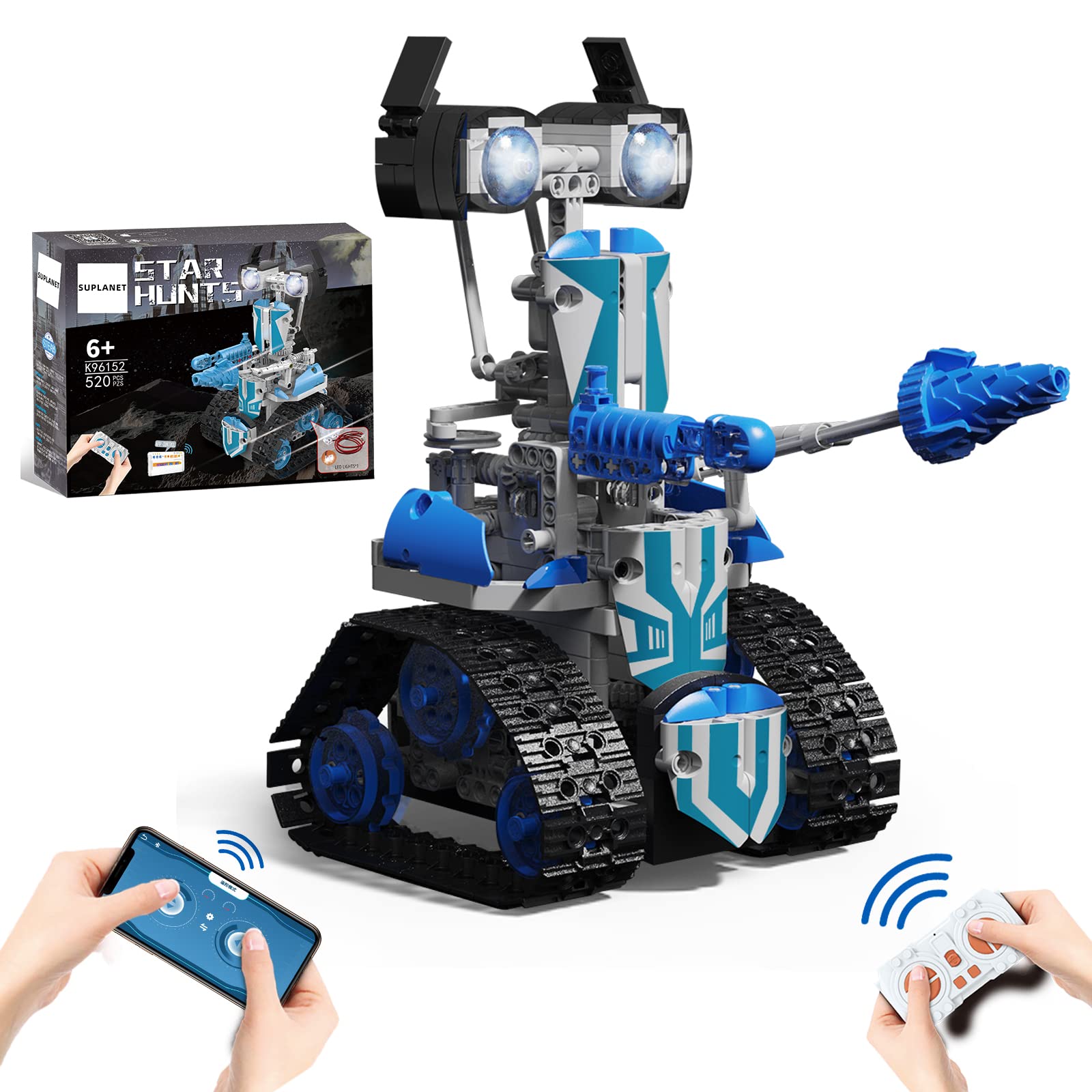 Suplanet STEM Projects for Kids Ages 8-12, Remote Control and APP Programmable Robot Toys - 520 Pcs Building Science Educational Kit, Building Block Birthday Gift for Teen Boys Girls