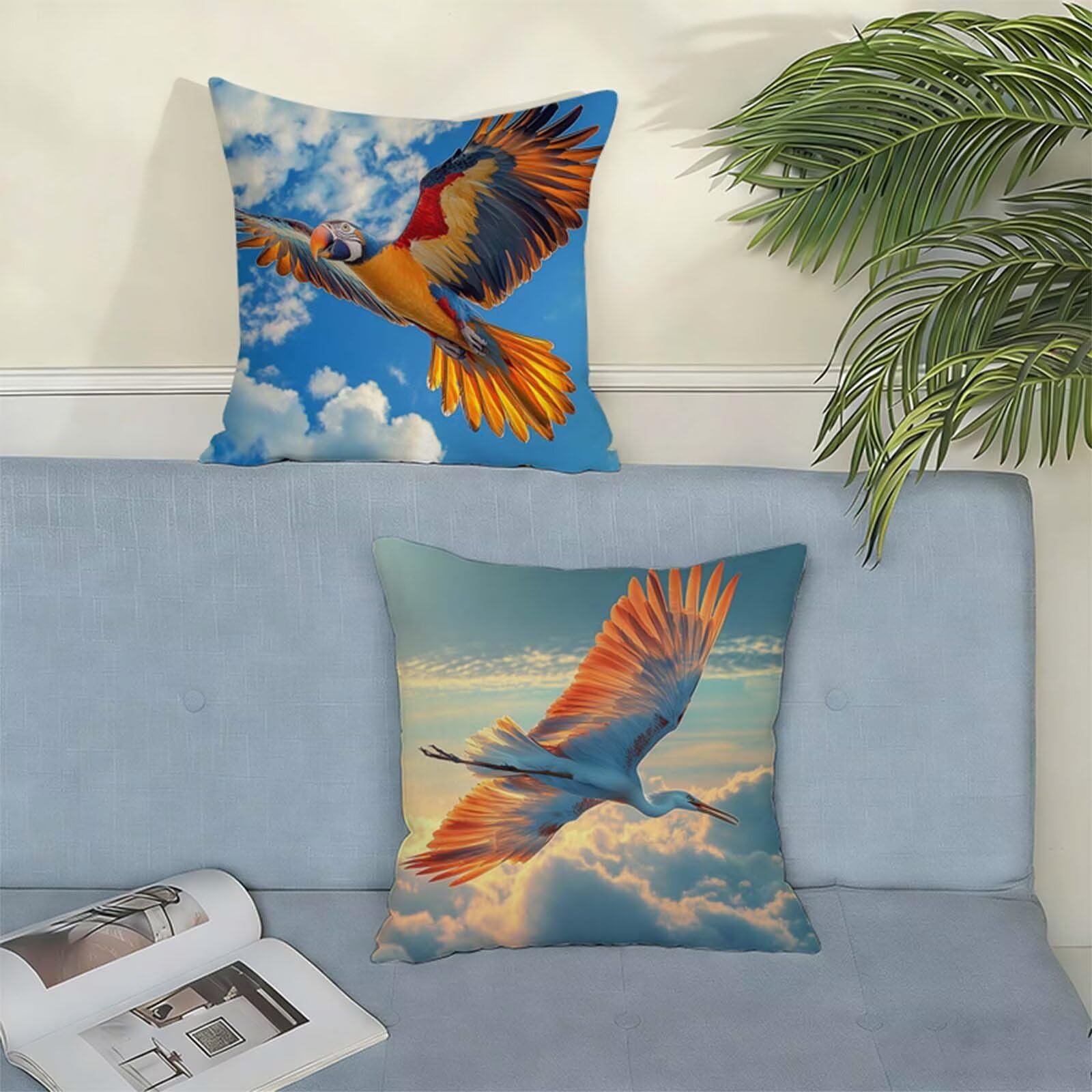 Animale Federe Cuscini Divano 70x70 Aquila Set di 2,Copricuscino Impermeabile Federe Lino con Cerniera Invisibile Stampa Fronte-Retro,Comfort Traspiranti Copricuscini Primavera Home Decoration W-1320