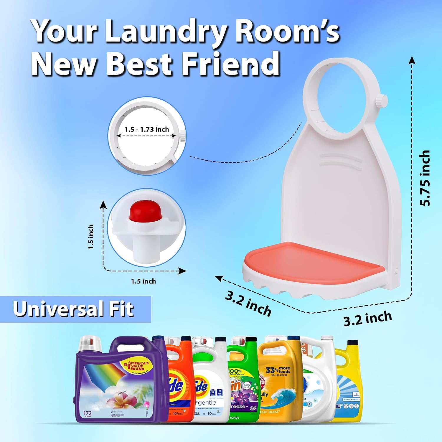 2 Pack Laundry Detergent Cup Holder with Drip Catcher Tray - White image 2