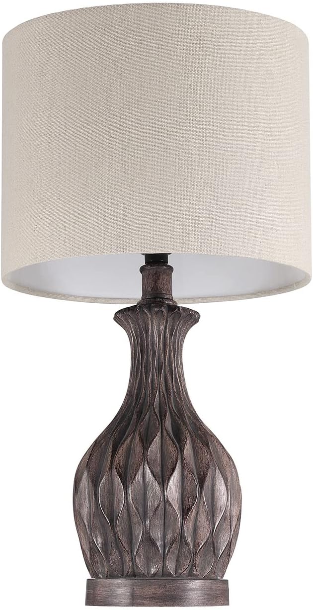 Craftmade Accent Table Lamp 1 Light Carved Painted Brown Base with Shade, Indoor, 86265
