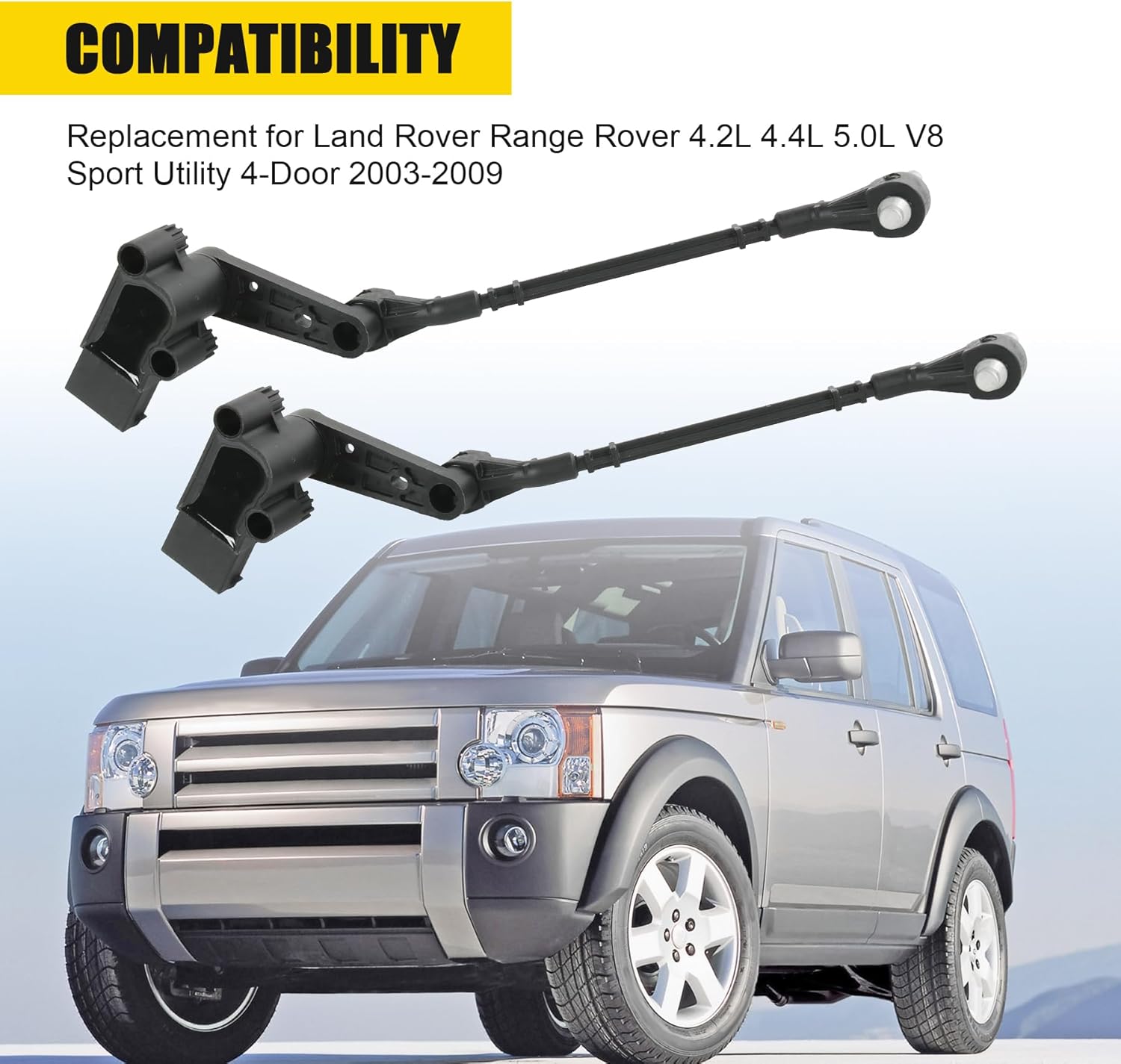 Pair Air Suspension Front Left & Right Ride Height Level Sensor Replacement for Land Rover Range Rover 2003-2009 Driver/Passenger Side Height Level Sensor LR020626 LR020627 RQH500431 RQH500420