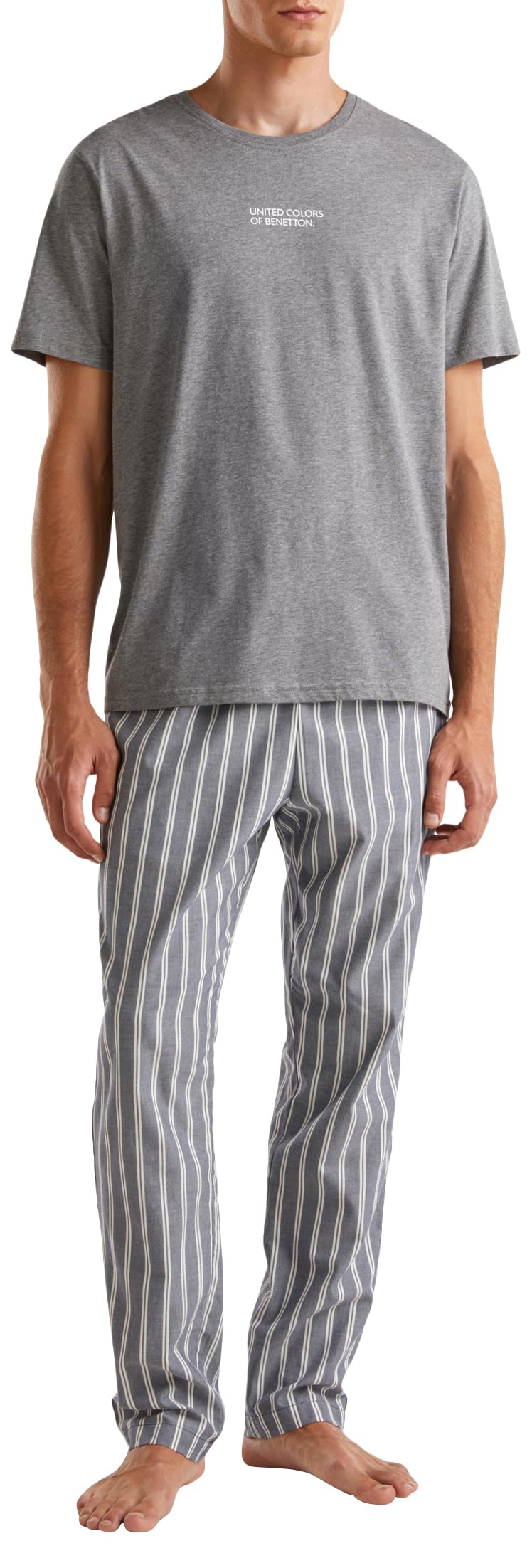 United Colors of Benetton Men's Pyjama Top, Grey, L
