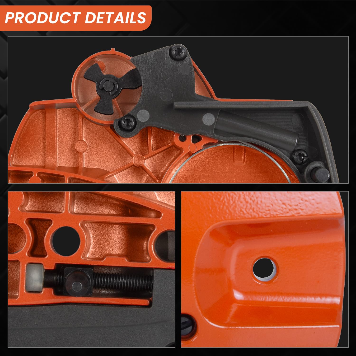 Conjunto de cubierta de embrague de freno de cadena compatible con motosierra Husqvarna 135 140 435 440 E II, incluye clips a presión y tuercas de barra, sustituye a 501388203 536329204 501388201