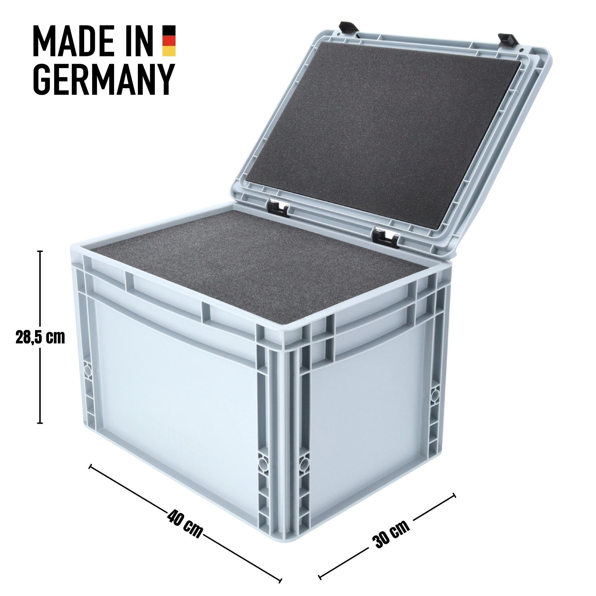 Feldherr Maletín Eurobox 40 x 30 x 28,5 cm con Tapa abatible y Espuma para Recoger y desplumar, Juego Completo para Transportar y Proteger Equipos de Forma Segura