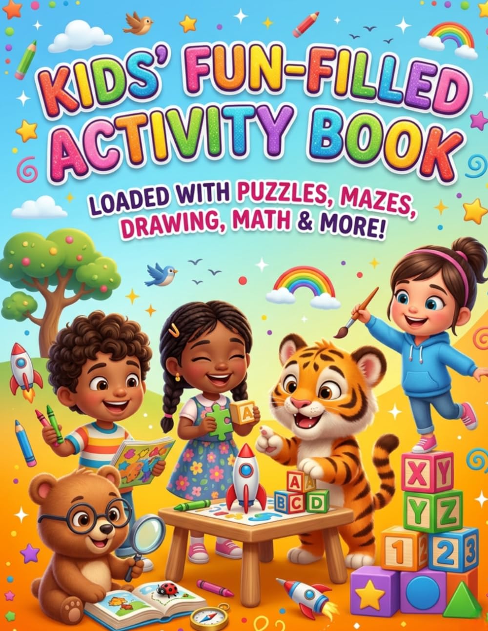 Ultimate Kids Fun-Filled Activity Book: Alphabets, Numbers, Tracing, Mazes, Word Search, Coloring & Fun Learning Activities