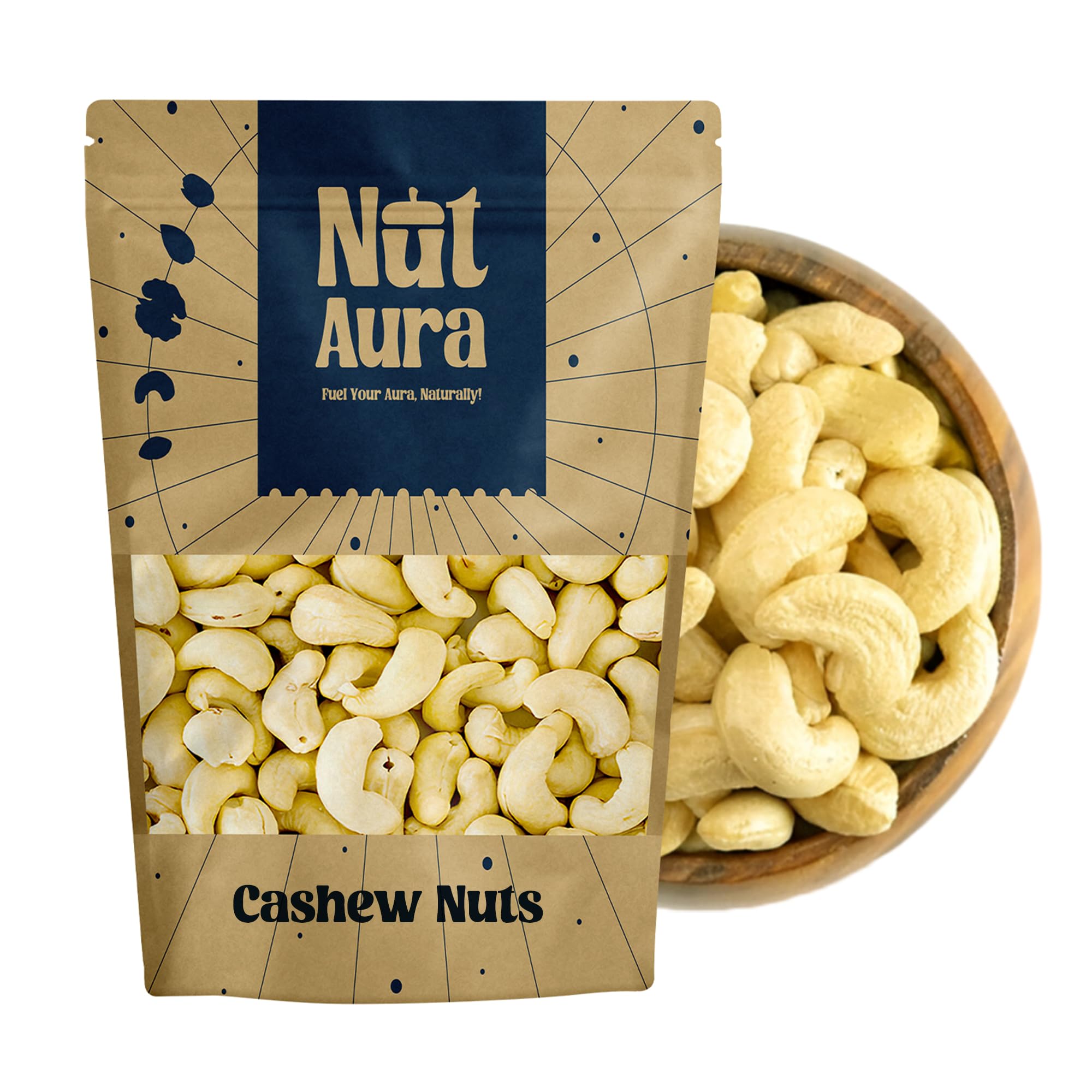 Nut Aura 200 gms Cashews | Delicious creamy snack | Premium whole kaju | Rich in healthy fats & protein | Ideal for snacking, cooking, festive gifting