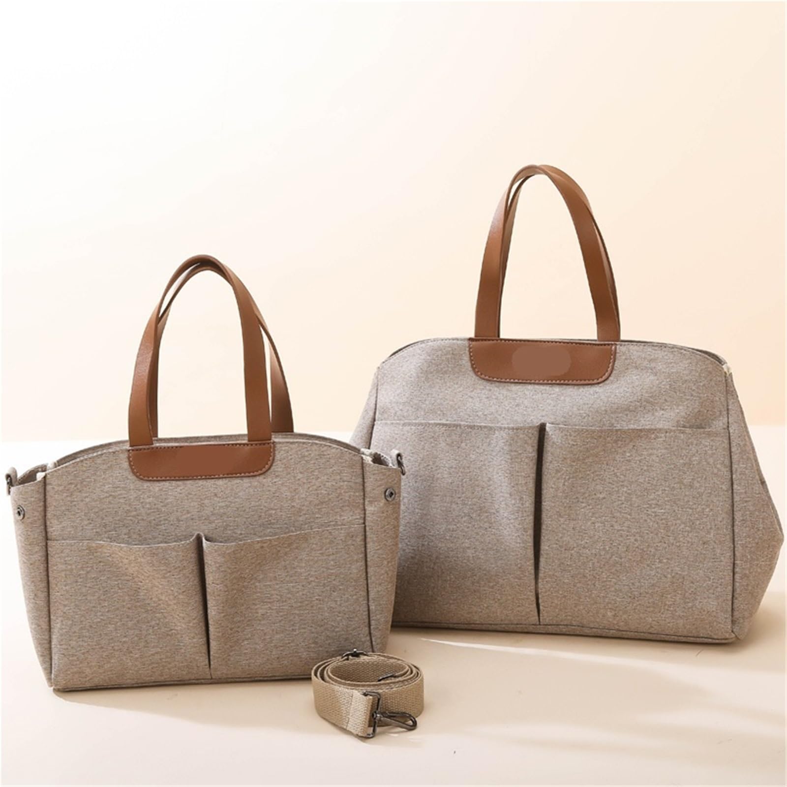 Wickeltasche Kinderwagen Mumientasche, multifunktional, wasserabweisend, Schulter-Umhängetasche, Kinderwagen-Handtasche, große Kapazität, Mutter-Kind-Tasche, Kinder-Wickeltasche(Off-white trumpet)