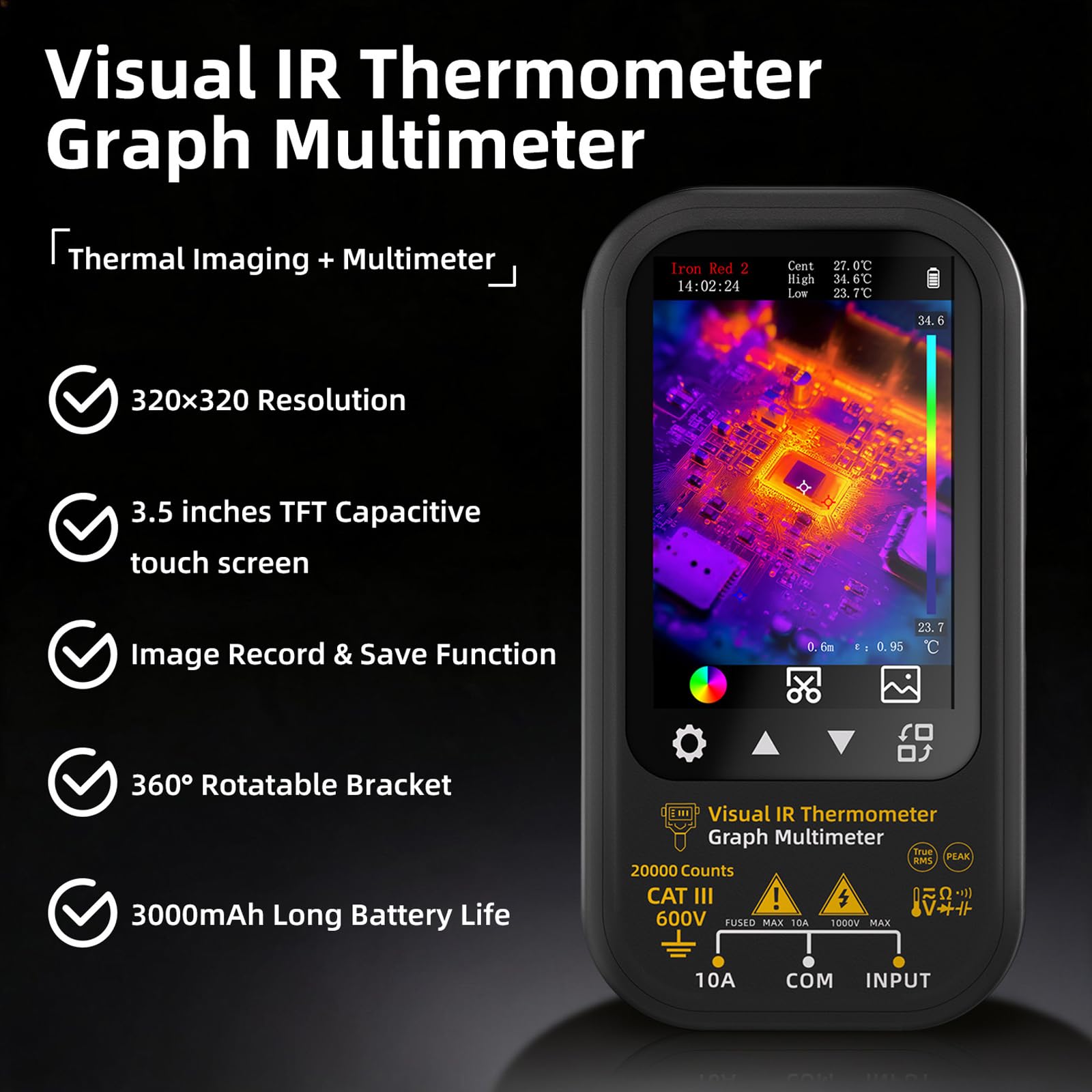 Multimetro di imaging con misurazione della temperatura di alta precisione per ispezioni elettriche e meccaniche ad alta risoluzione della macchina fotografica di imaging termico