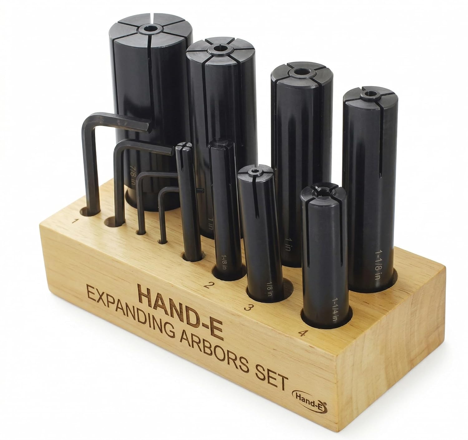 Accusize Industrial Tools - 8 Pcs Hand-Expanding Arbor Set in Wooden Block, 6931-0900