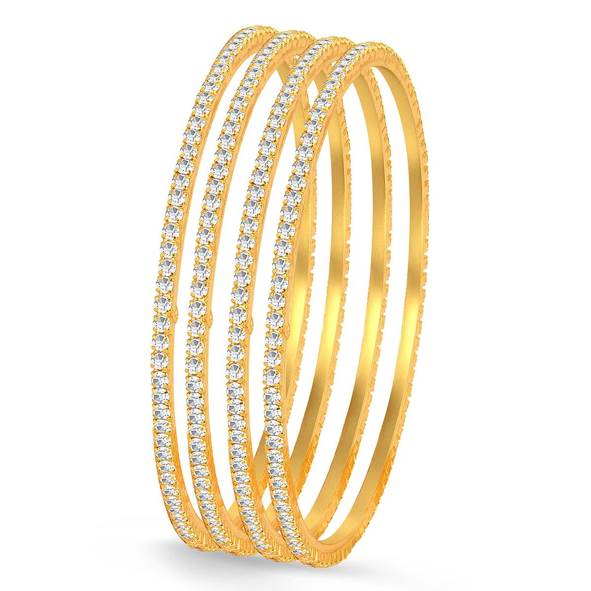 Classy Gold Plated Set OF 4 Australian Diamond Single Line Bangle for Women-image-12