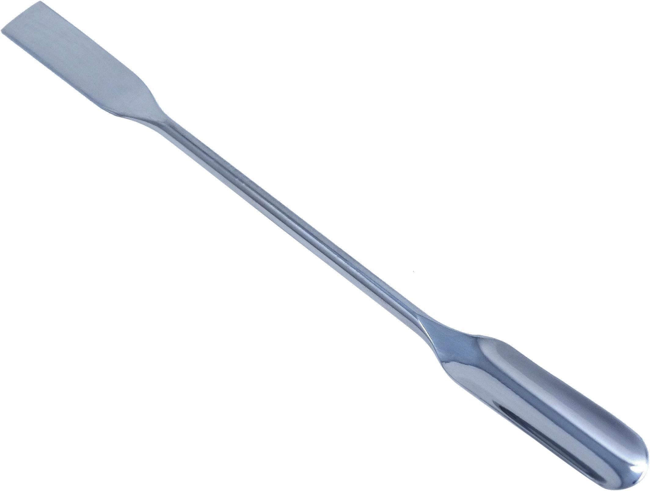 Double Ended Micro Lab Scoop Spoon Half Rounded/Flat End Spatula, 6" L Stainless Steel