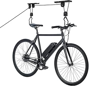 LZQ Deckenlift Fahrradlift zur Deckenhalterung, Seilzug Bike Lift Fahrradaufhängung Fahrradhalterung bis 57kg für Garage und Keller