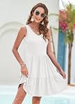 WNEEDU Womens Summer Dress 2026 Sleeveless Dress V-Neck Casual Flowy Tiered Swing Dresses with Pockets