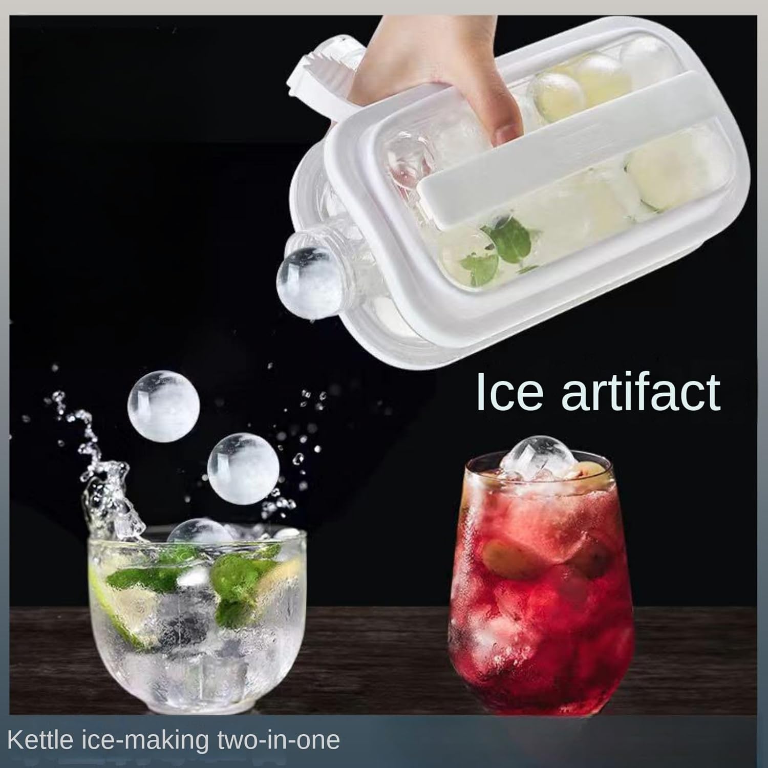 GLigeT Super Convenient Foldable Ice Maker & Ice Bucket Combo with Silicone Ice Ball Mold for Home, 17 lattice
