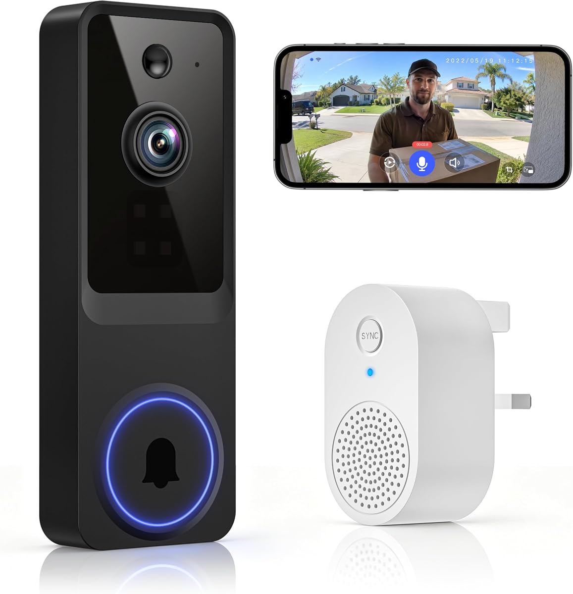1080P Battery WI-FI Video Doorbell Camera Wireless with Colour Night Vision