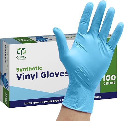 Miniatura 8 de Comfy Package Guantes de plástico desechables de mezcla de vinilo sintético no estériles, sin polvo ni látex