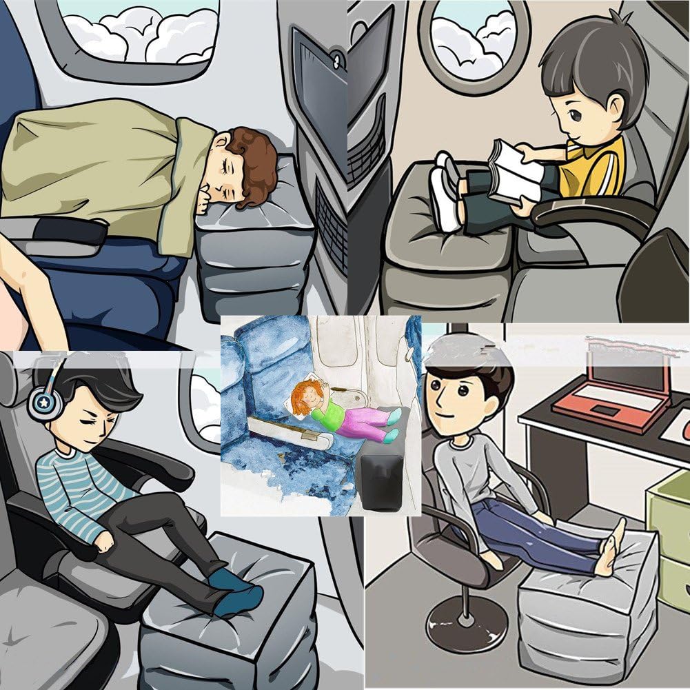 Inflatable Travel Foot & Leg Rest Pillow with Adjustable Height for Airplane, Car, Bus, Train, Office, Camping and Kids to Sleep on Long Flights, Air Pump Included - Image 5