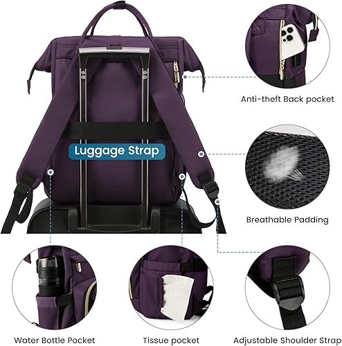 Miniatura 5 de LOVEVOOK Mochila para computadora portátil, bolsa para laptop de 15.6 pulgadas para mujer, bolsa de trabajo para computadora (actualizada)