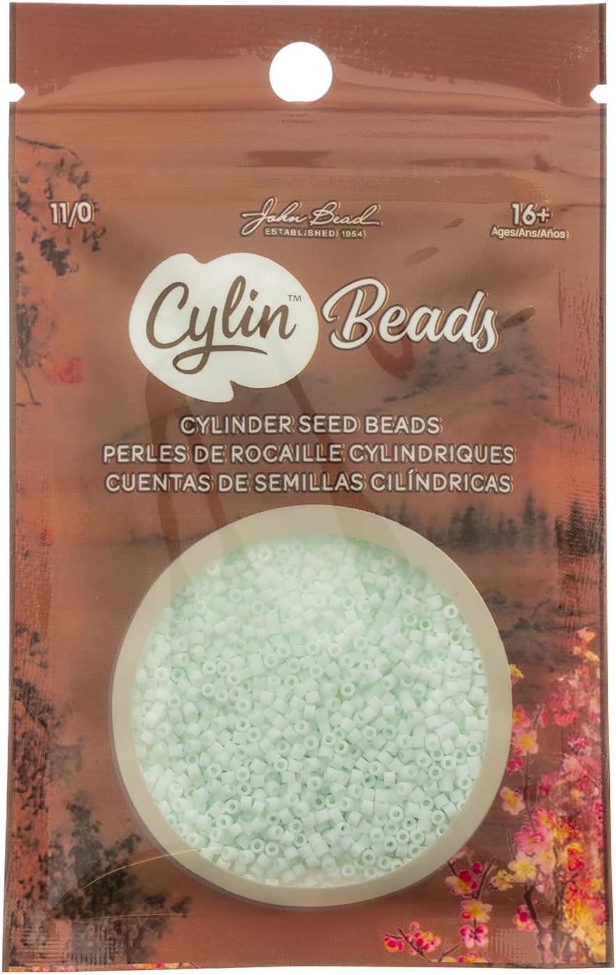 John Bead 25g Cylin Beads Pale Seafoam Matte Macaron 11/0 Glass Cylindrical Seed Beads for Jewelry Bracelets Necklaces Earrings Making Embroidery