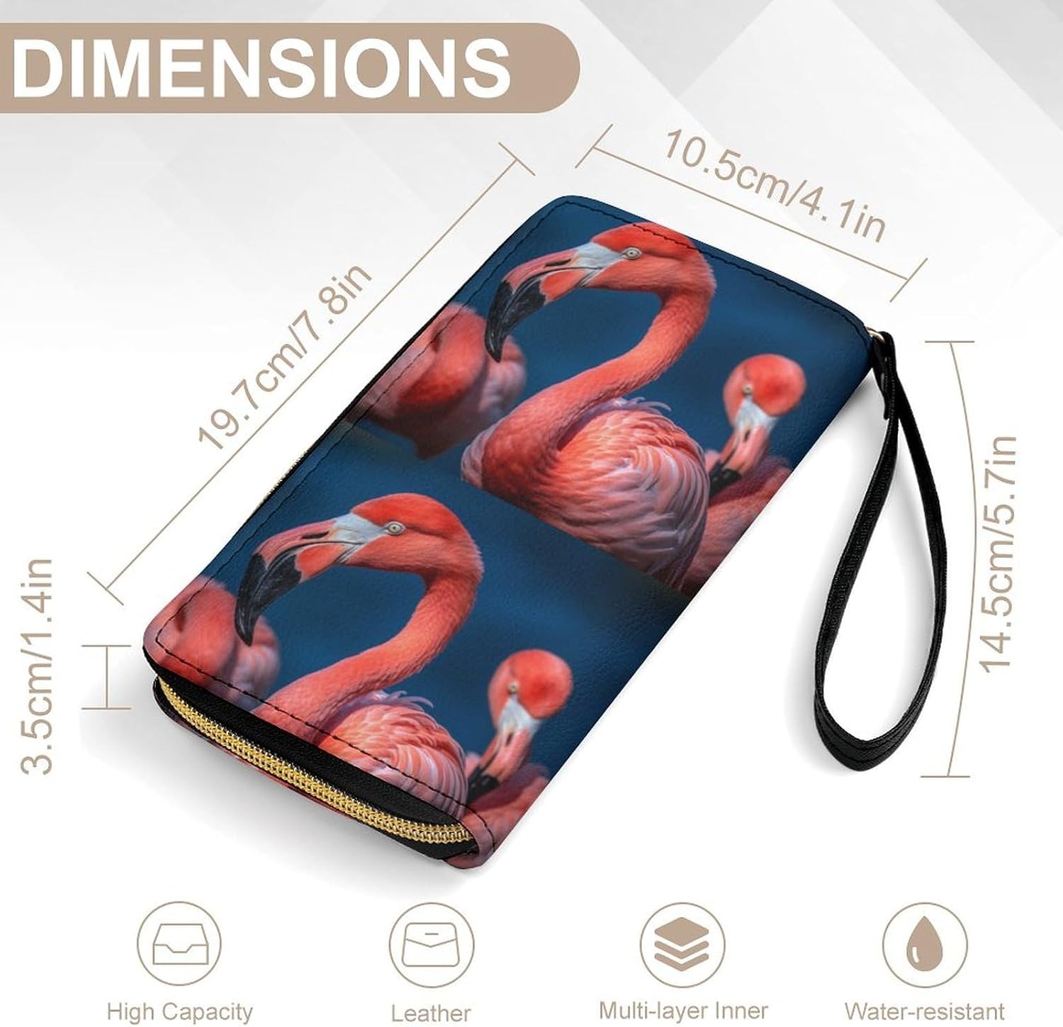 Flamingos Wristlet Clutch Wallet with 4 Card Slots image 4