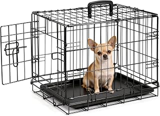Hundekäfig 45.3 x 30 x 37 cm (XS) - 1 Tür, Metall Draht, zusammenklappbar mit ausziehbare Kunststoffschale und abnehmbare Trennwand, Schwarz
