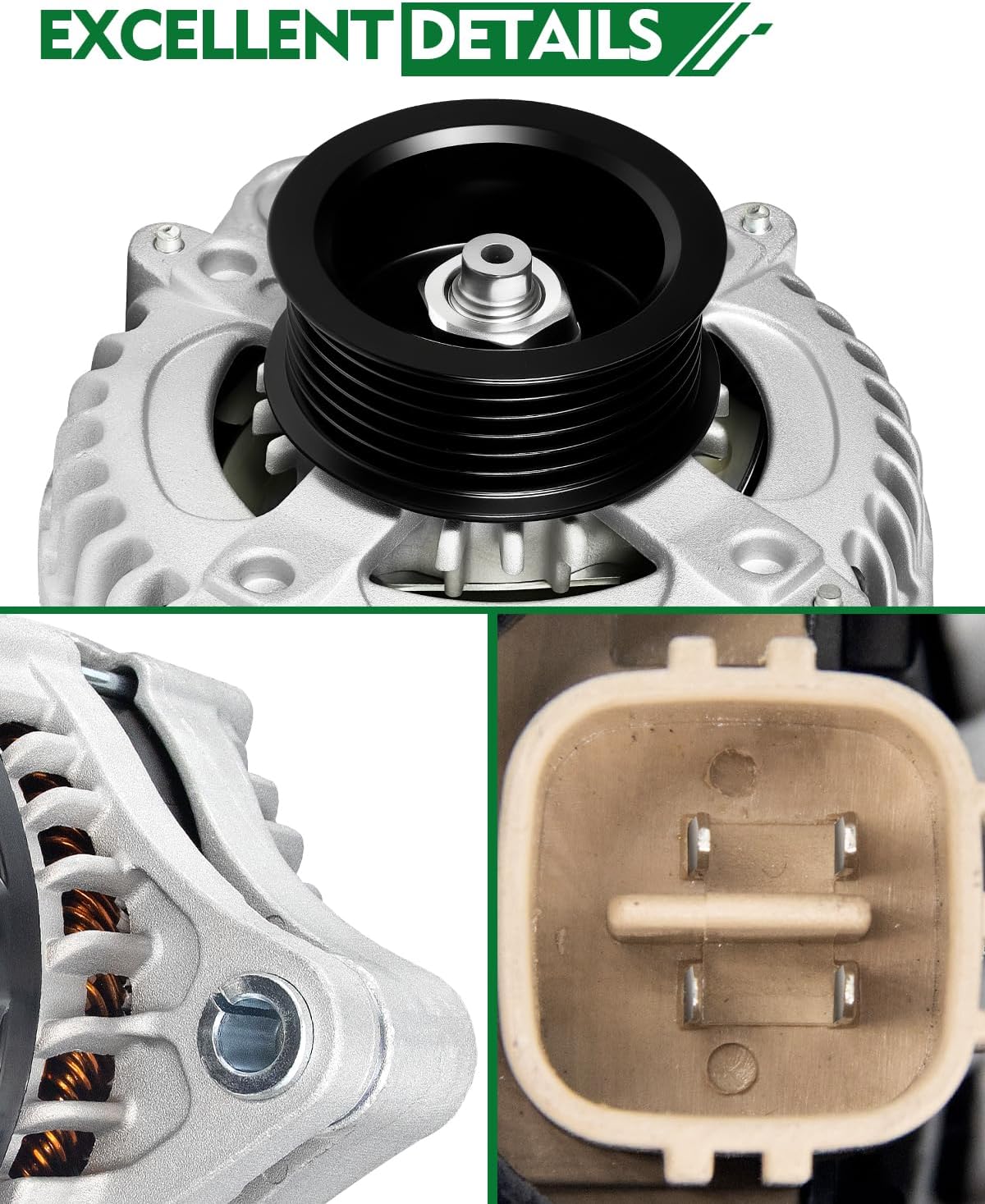Upgraded Alternator for:-Honda for:-Ridgeline 2006-2008, Odyssey 2005-2007, Pilot 2005-2008 3.5L V6, for:-Acura RL 05-08, TL 04-08, MDX 03-09, 12V 130Amp, Replace OE# 31100-RDJ-A01 (ALL-NEW)