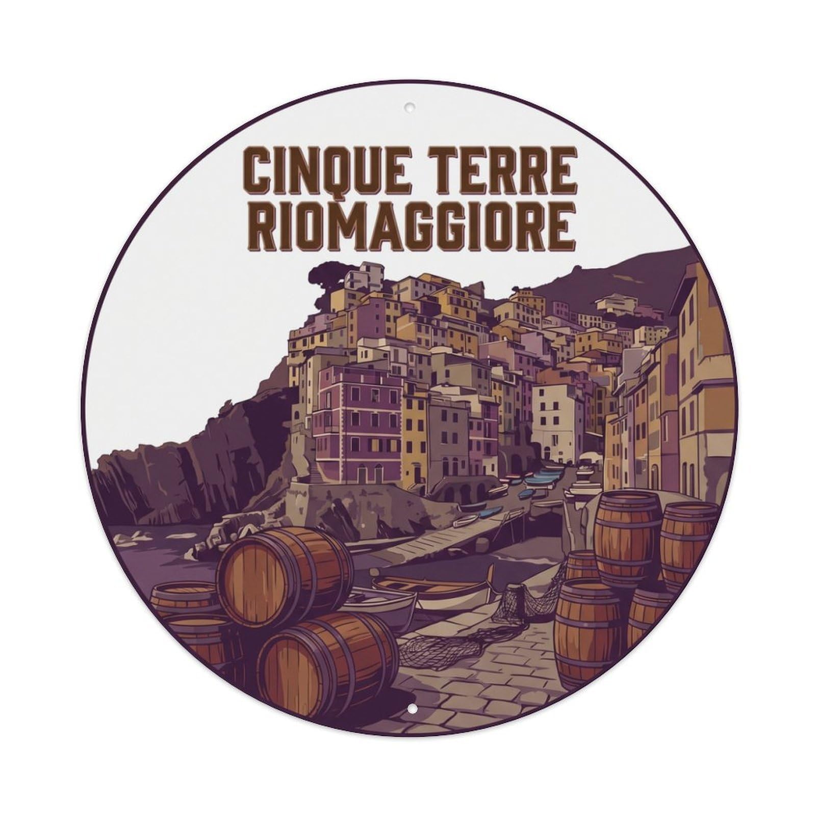 Olhnbad Style Cinque Terre Cuisine Culture Riomaggiore Wine Travel Metal Tin Sign