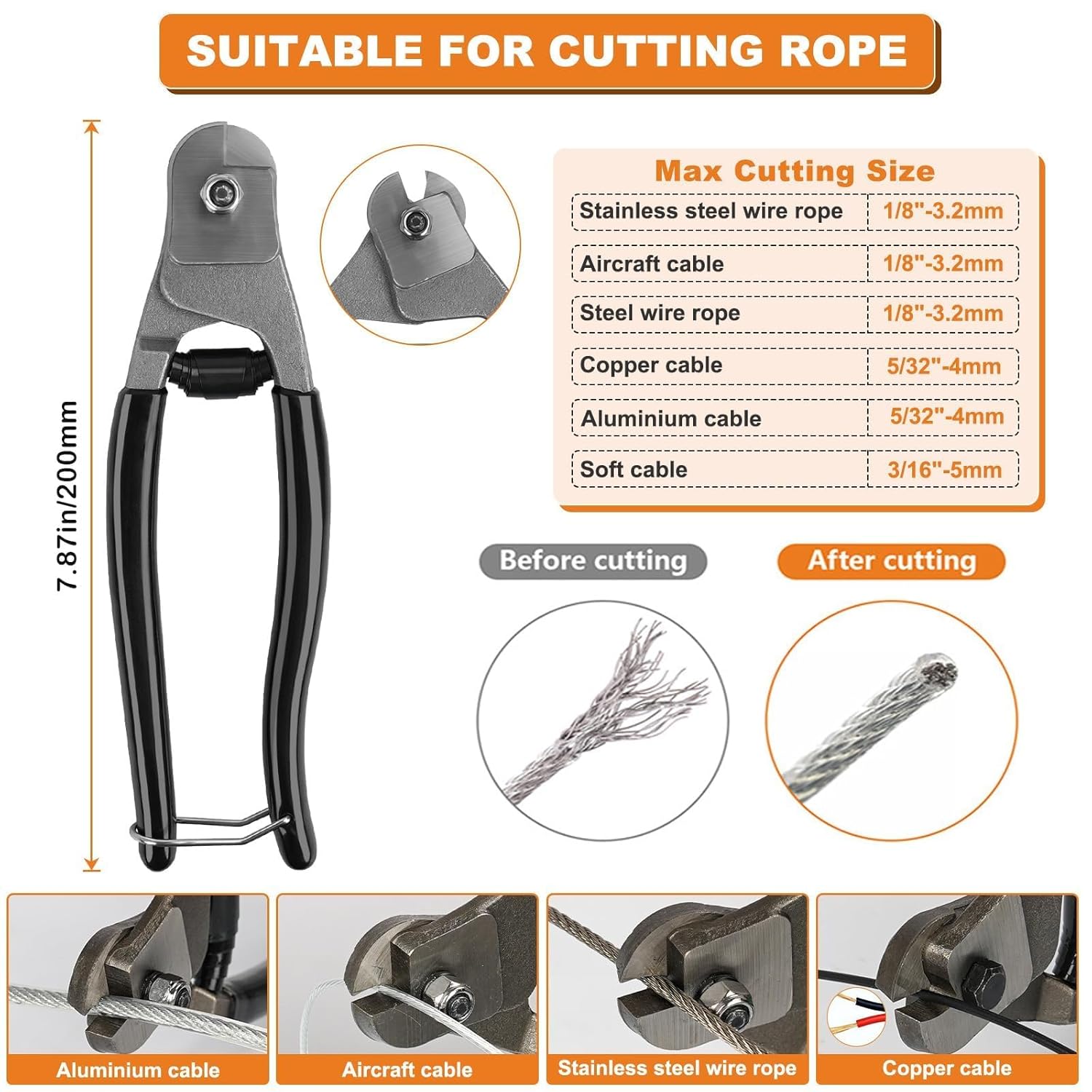 TooTaci 1/8" Stainless Steel Cable Wire Rope, 100ft Vinyl Coated Steel Cable with Wire Rope Crimping Tool & Cutter, Metal Wires for Garden Trellis, Clothesline, String Lights Hanging, Curtain