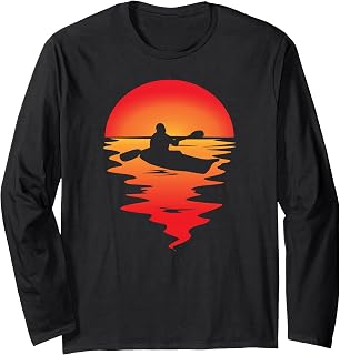 Kayak Canoe Rafting Paddle Water Sports Sunset Kayaker Long Sleeve T-Shirt