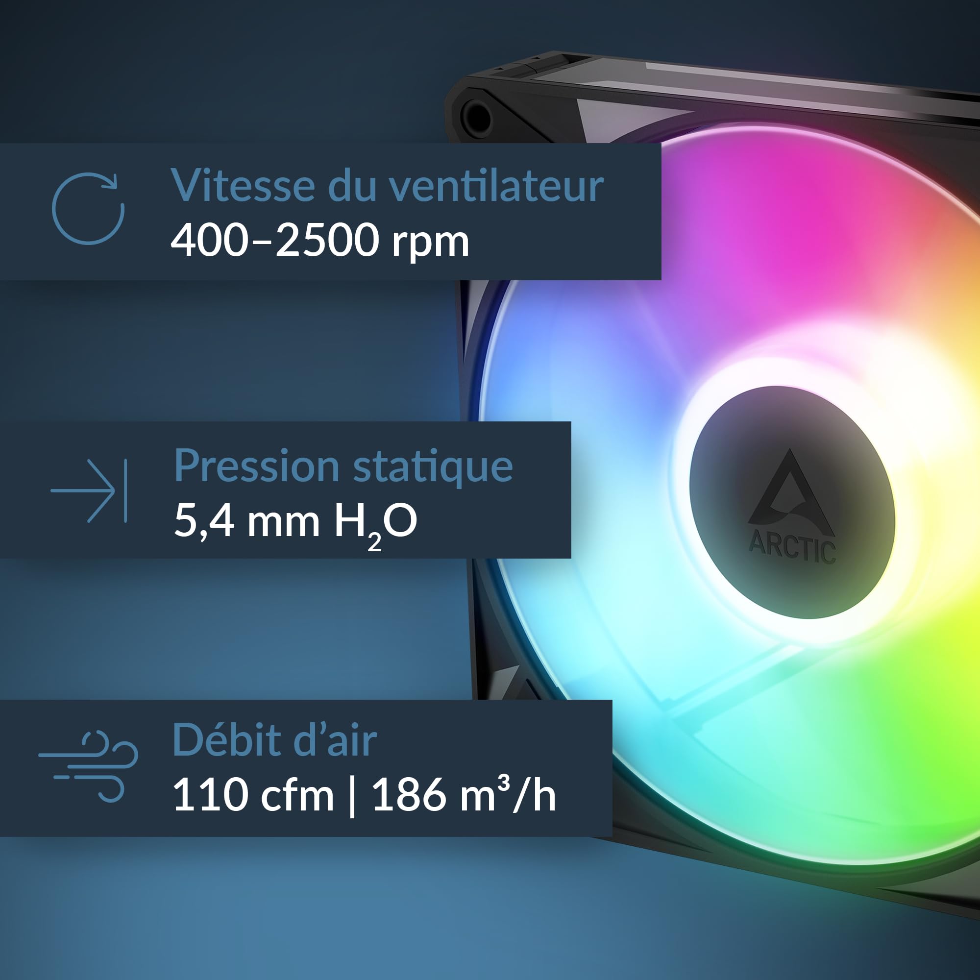 ARCTIC BioniX P14 A-RGB pack de 3, ventilateurs PWM 140 mm, Daisy Chain