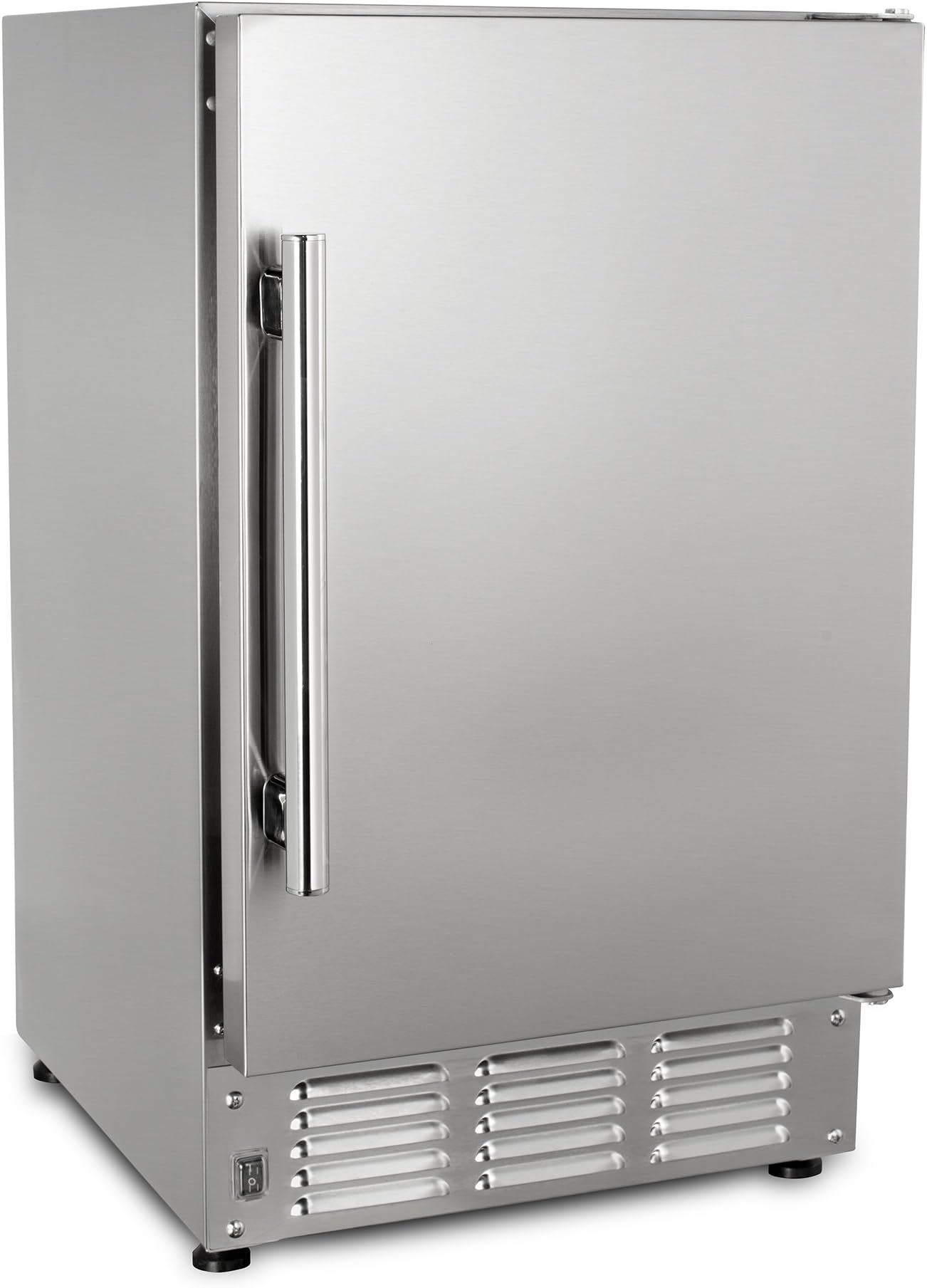Maxx Ice MIM25-O 14.6” 22lb Outdoor and Marine Compact Crescent Ice Maker Stainless Steel Exterior Built-In Undercounter or Countertop, 14.6 Inch Wide, Silver