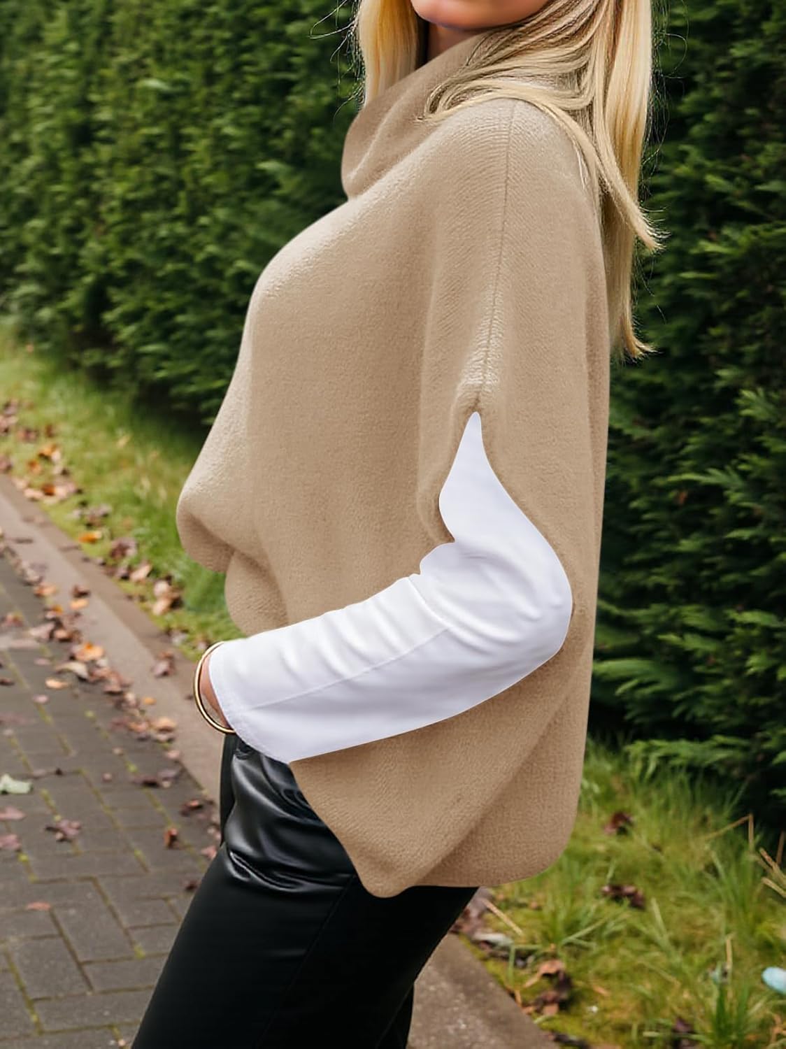 Cicy Bell Womens Oversized Turtleneck Knit Sweaters Short Batwing Sleeve Casual Slouchy Loose Fit Chunky Pullover Tops - Image 4