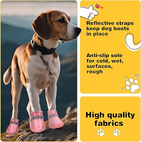 Miniatura 2 de Hcpet - Zapatos para perros pequeños, botas transpirables, protectores de patas para pavimento caliente, botas de senderismo de nieve para invierno,