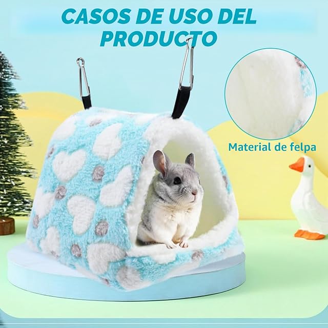Foto 8 de 8 de Cueva de Animales pequeños Azul, Cama de Invierno para hámster, Nido cálido de algodón de Peluche