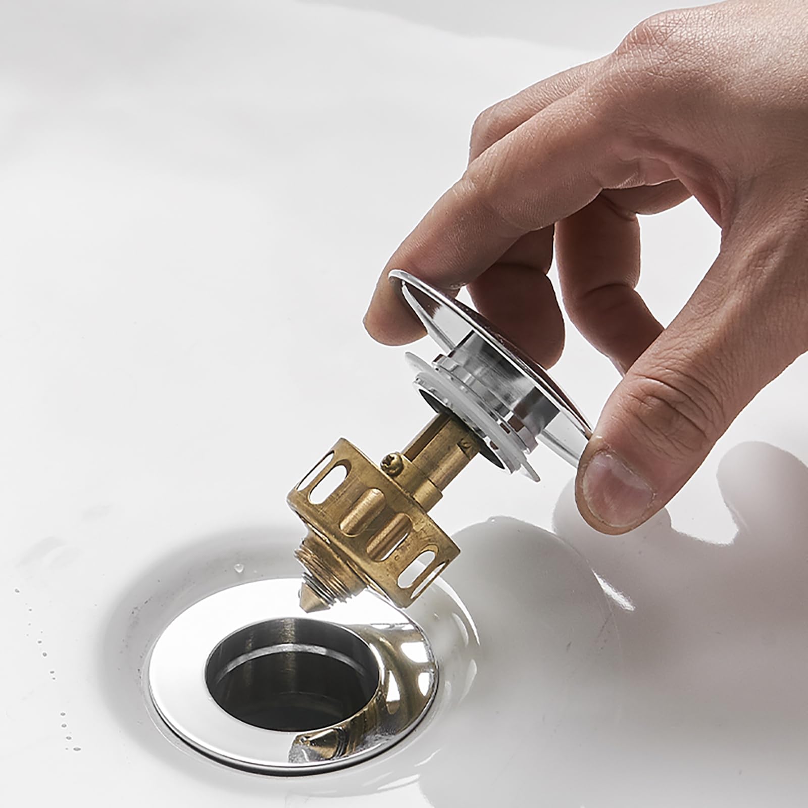Siphon Waschbecken mit Überlauf,Pop Up Ablaufventil,Geruchsverschluss,Höhenverstellbar Abflussrohr Waschbecken,Universal Abflussrohr 1 1/4"