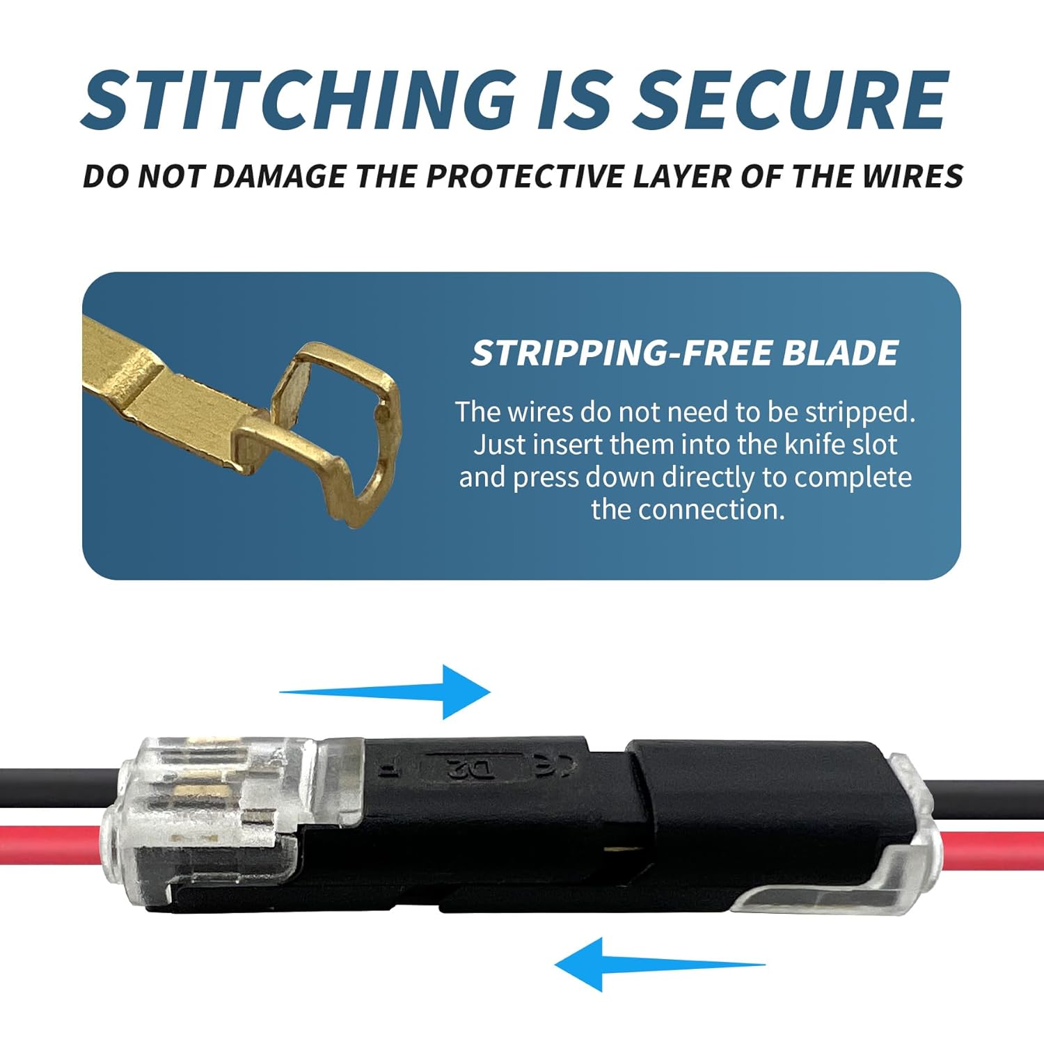 30PCS 2-Pin Double Wire Plug-in Connector with Locking Buckle, No-Stripping Quick Splice Clips for 22-18 AWG LED Strip Light & Electrical Cable, Tool-Free Fast Secure Connection