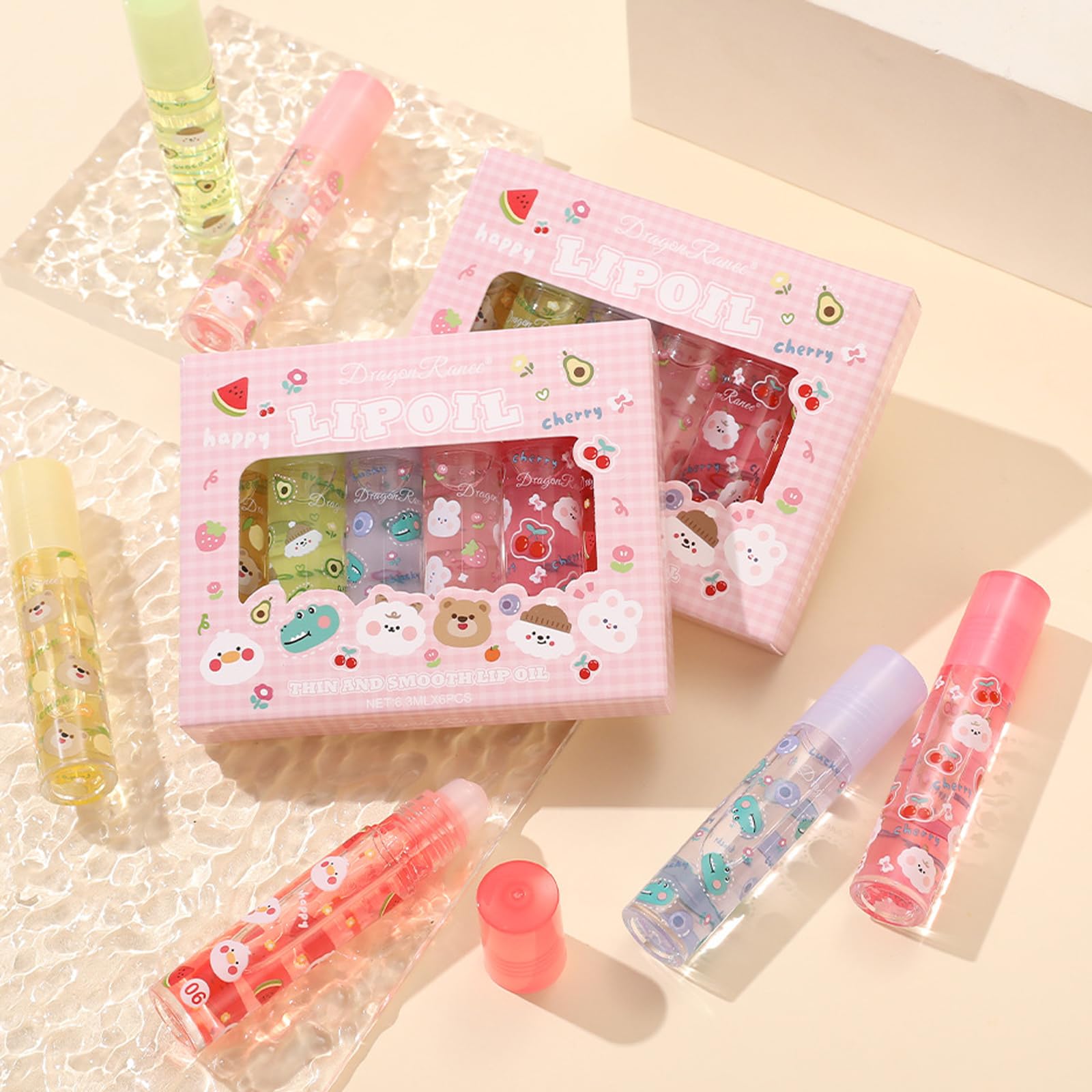 Amazon.com : Dulele 6PCS Roll On Lip Gloss Set, Fruit Flavors